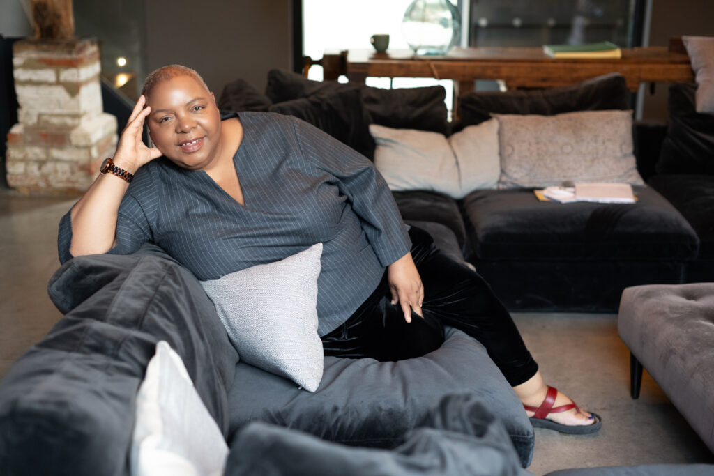 Picture of Phyllis sitting on sofa